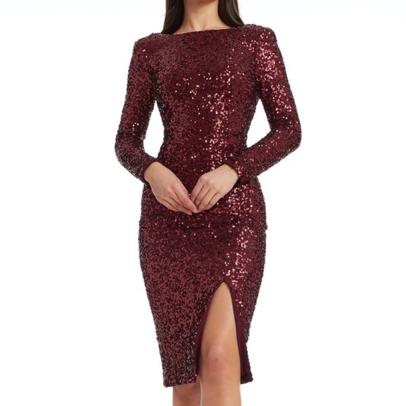 Dress The Population. Erin Sequin Long Sleeve Dress.